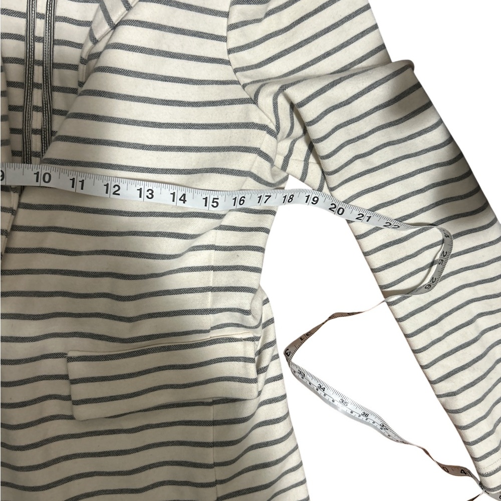 Anthropologie Striped Blazer Jacket Womens Large Black White Cotton preppy - Picture 7 of 9